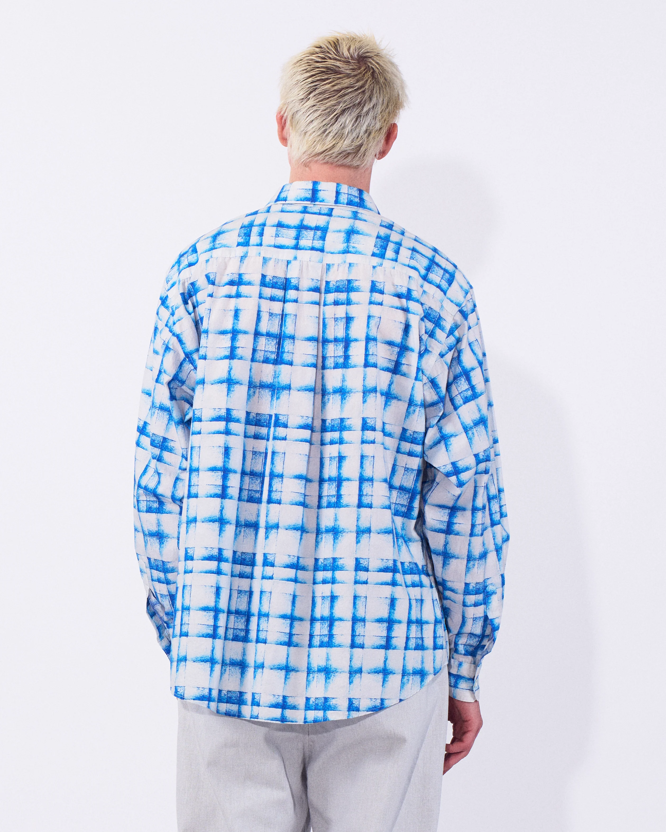 Plaid Cotton Typewriter Loose Fit Shirt - Image 4