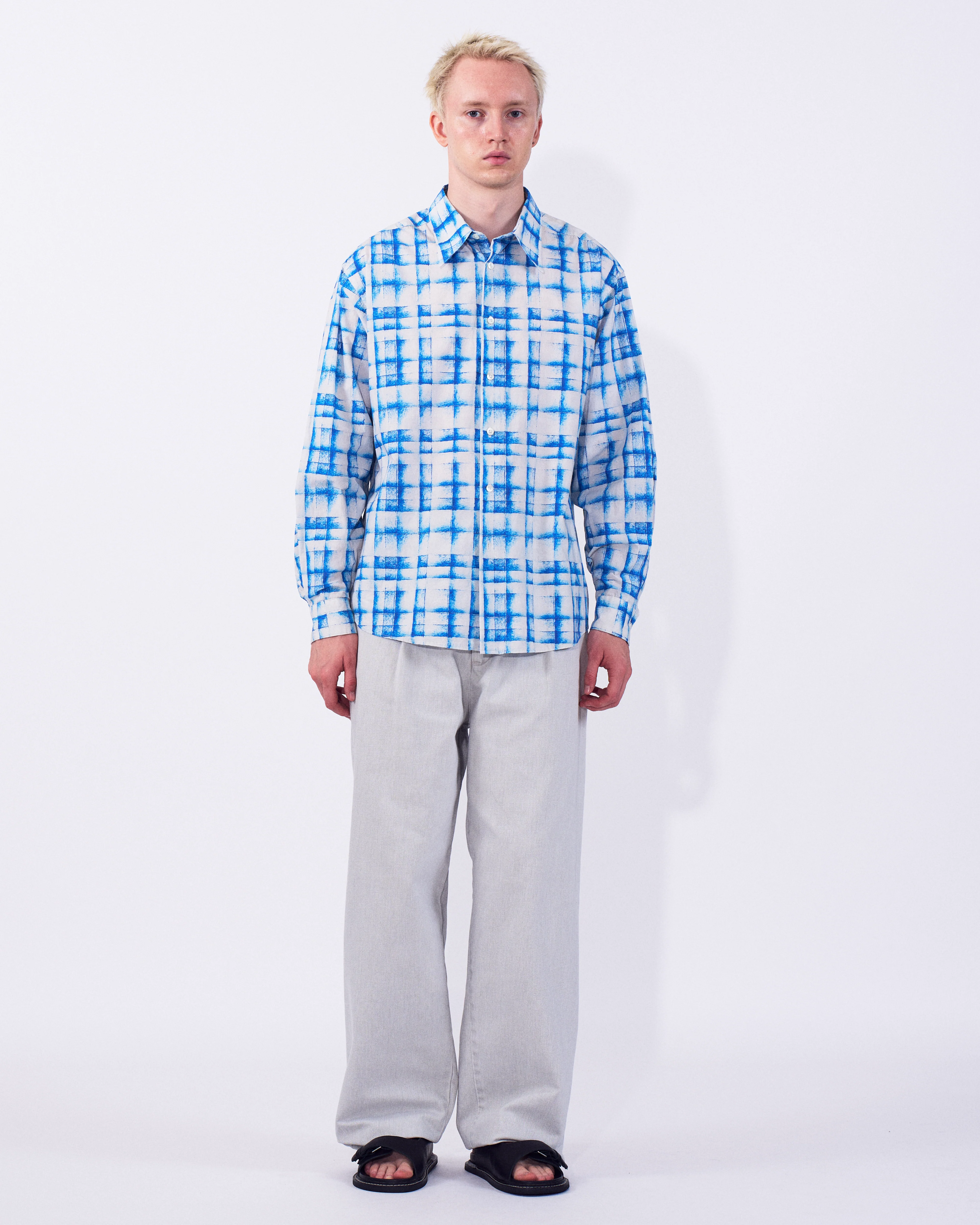 Plaid Cotton Typewriter Loose Fit Shirt - Image 5