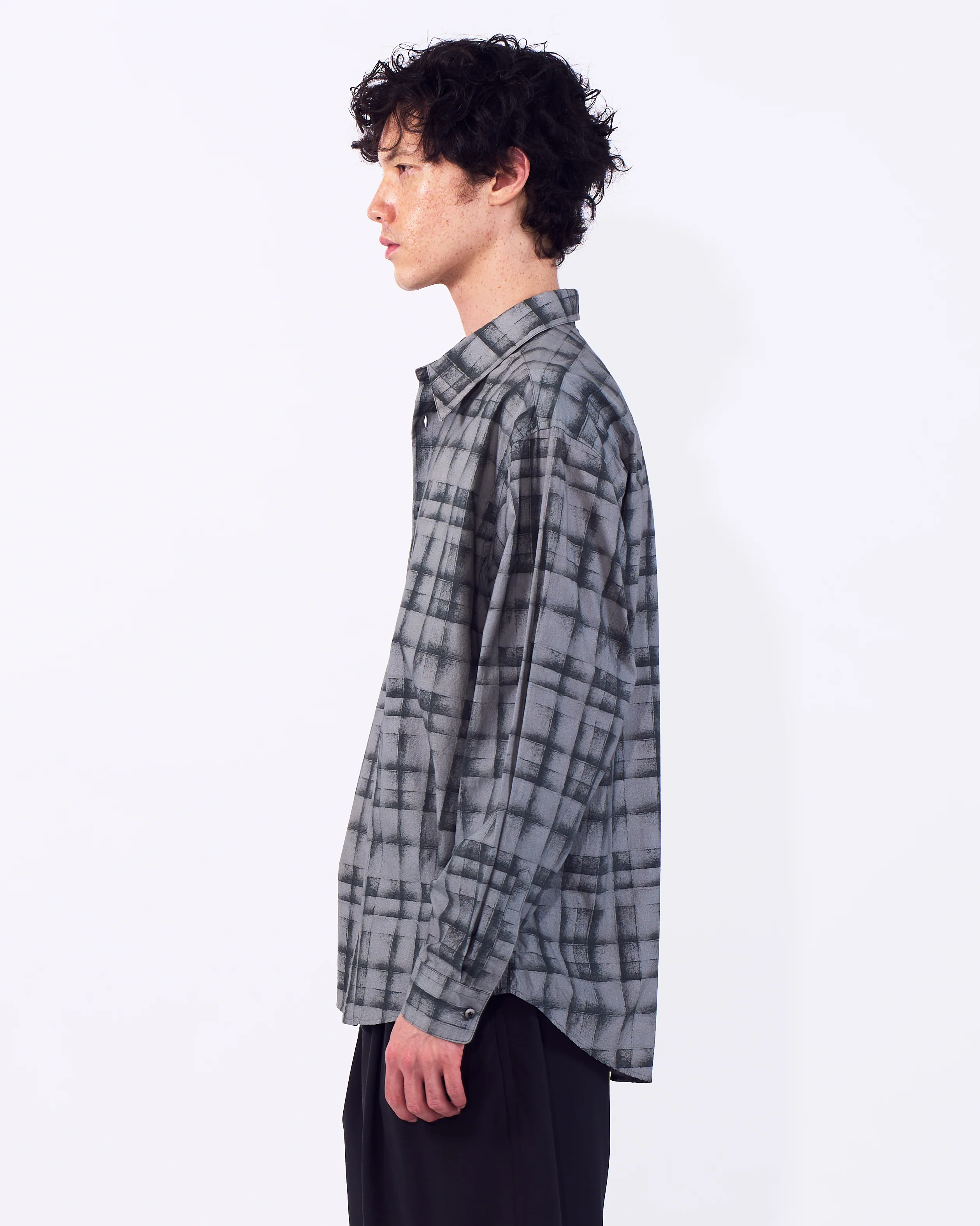 Plaid Cotton Typewriter Loose Fit Shirt - Image 8