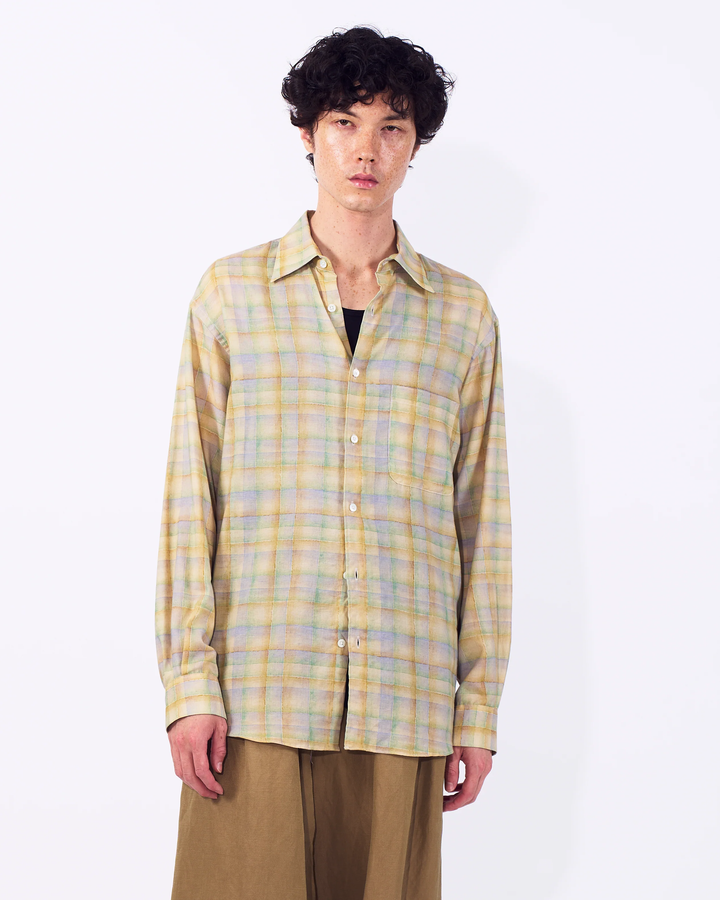 Printed Plaid Cotton Silk Twill Shirt - Image 11