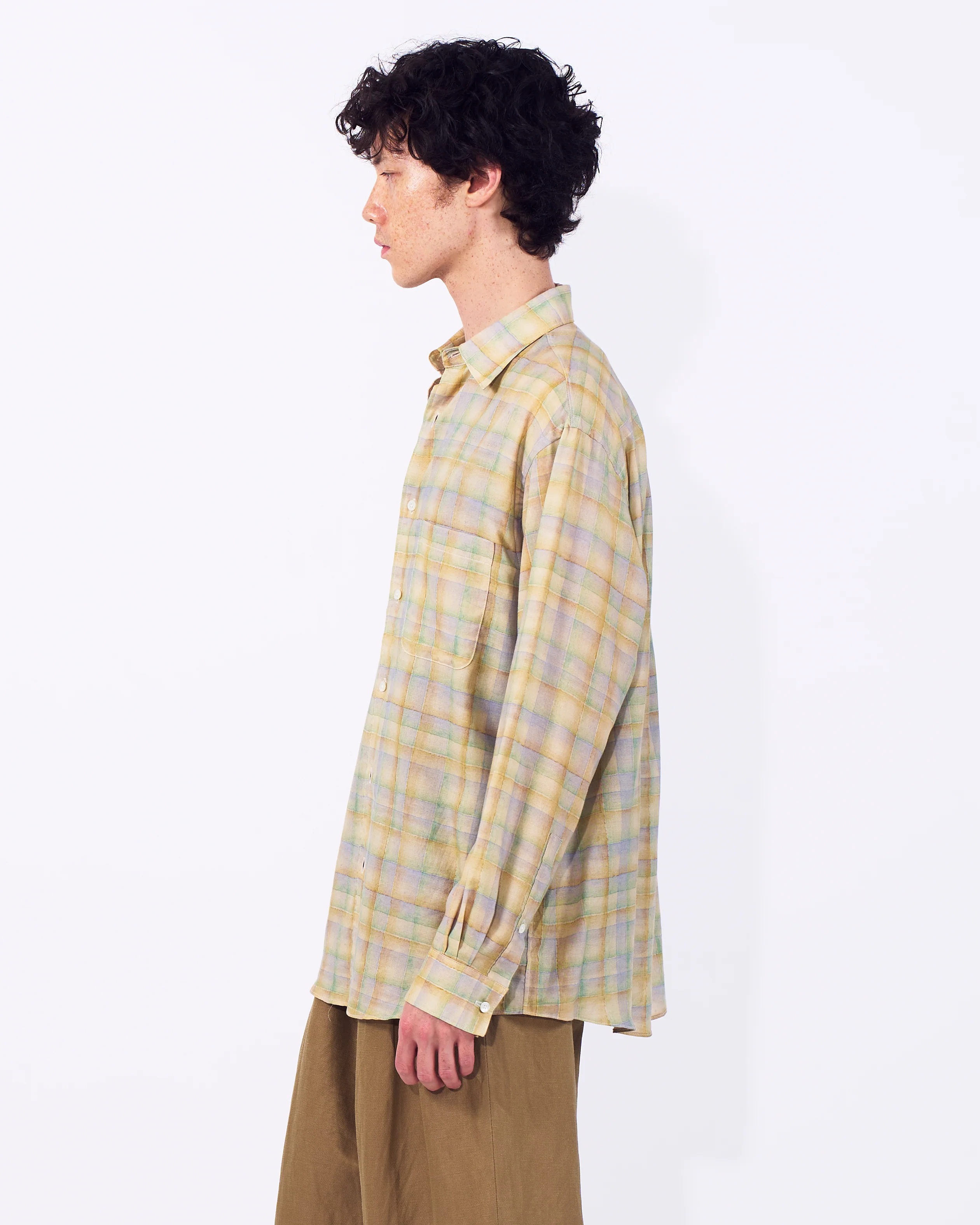 Printed Plaid Cotton Silk Twill Shirt - Image 12