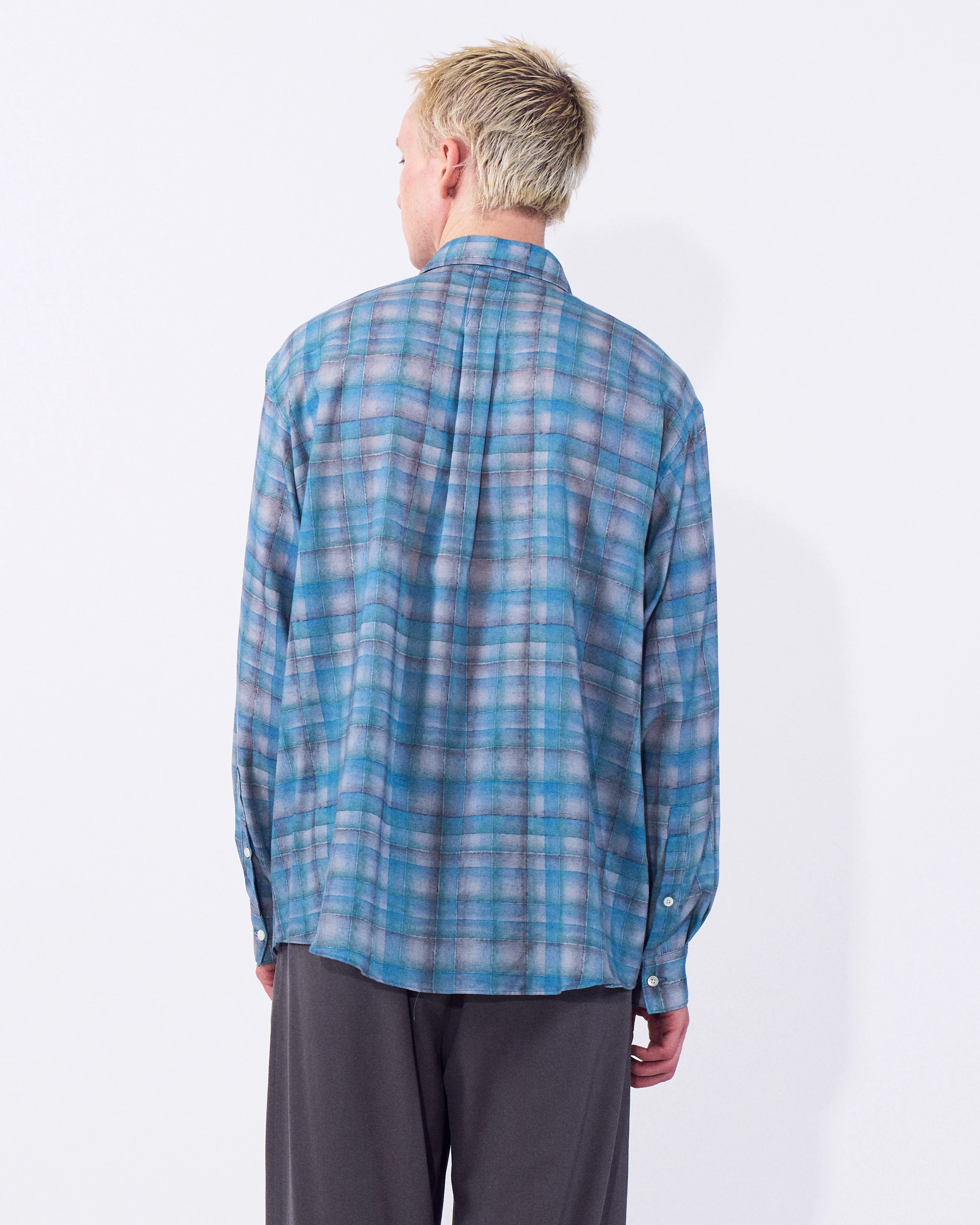 Printed Plaid Cotton Silk Twill Shirt - Image 3