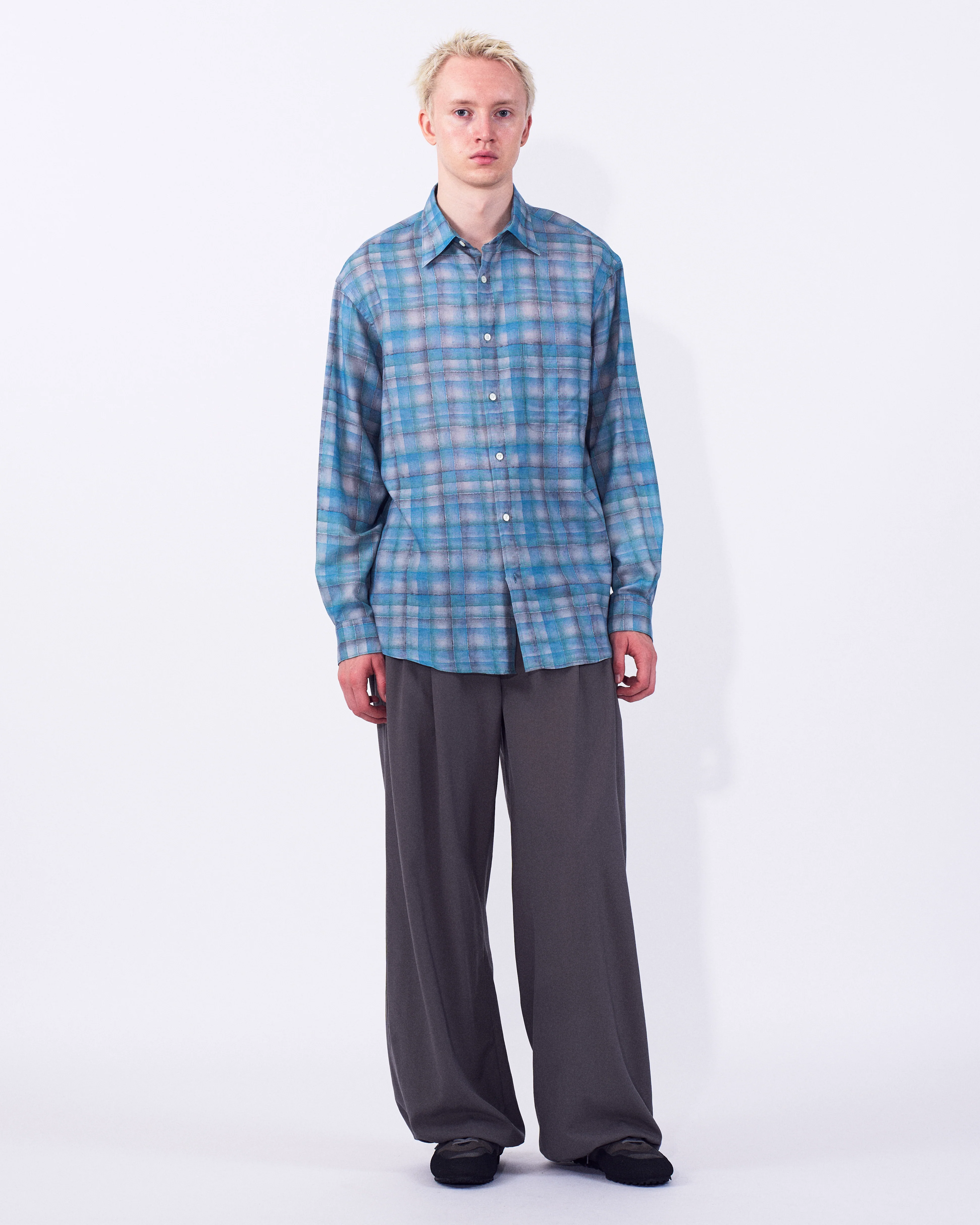 Printed Plaid Cotton Silk Twill Shirt - Image 4