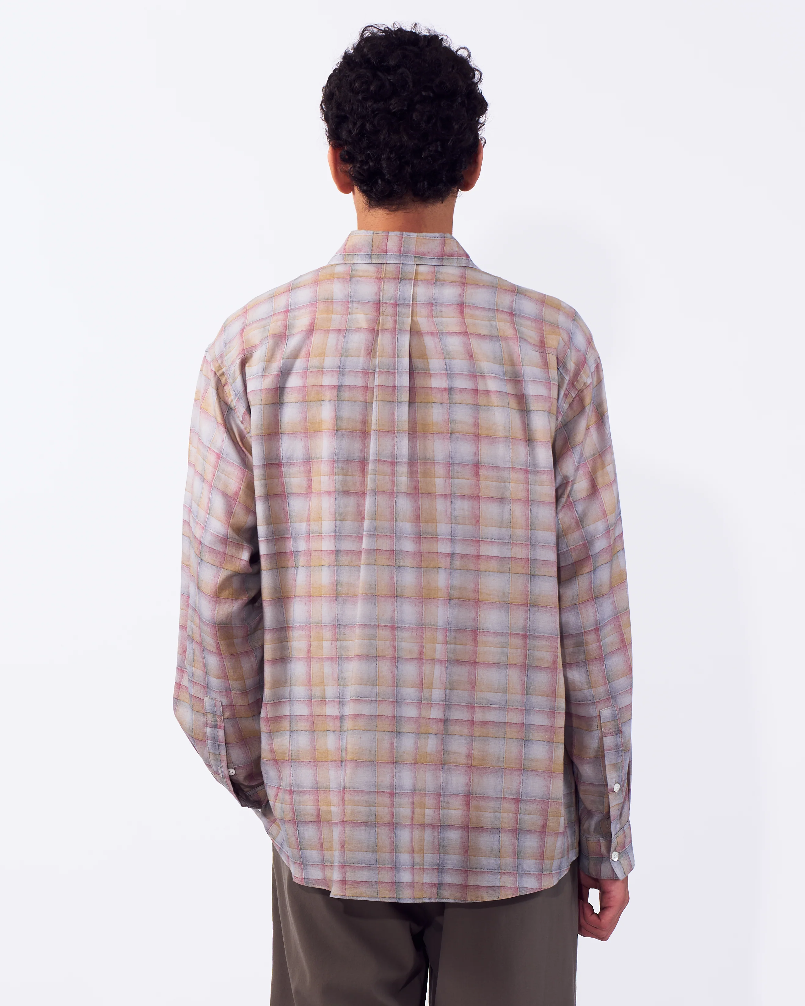 Printed Plaid Cotton Silk Twill Shirt - Image 8