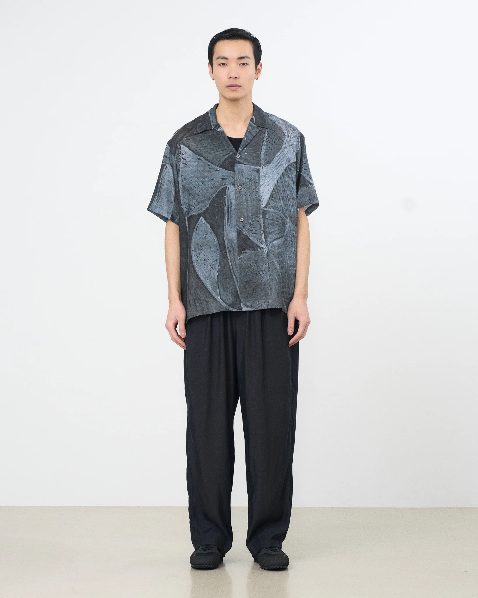 Printed Tencell Twill Open Collar Shirt　 - Image 3