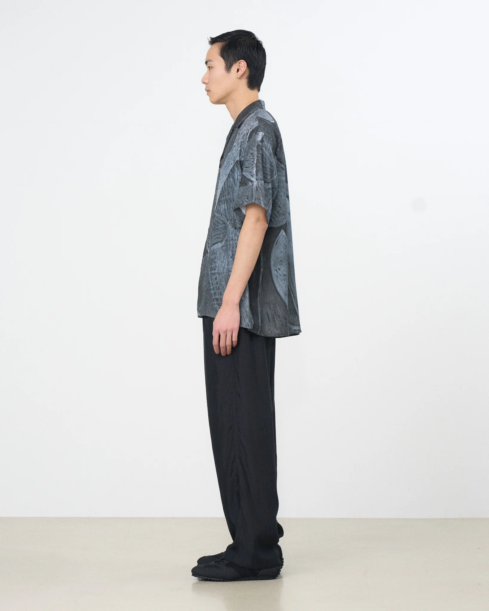 Printed Tencell Twill Open Collar Shirt　 - Image 4