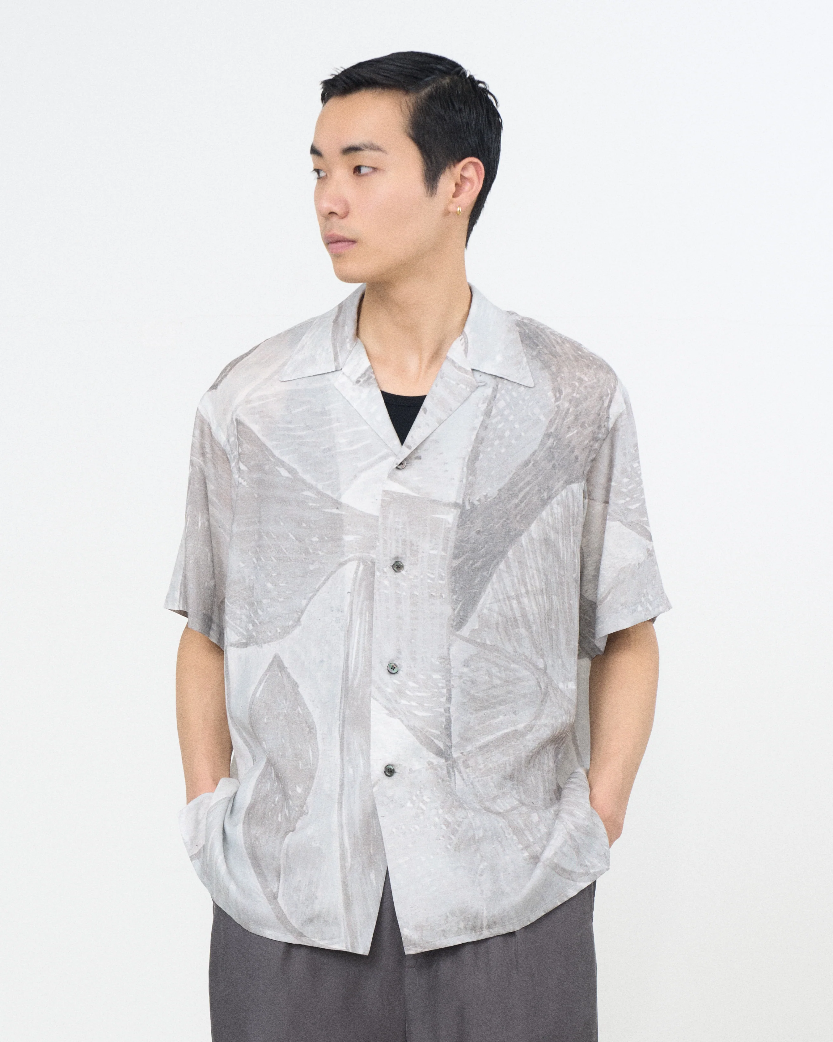 Printed Tencell Twill Open Collar Shirt　 - Image 7