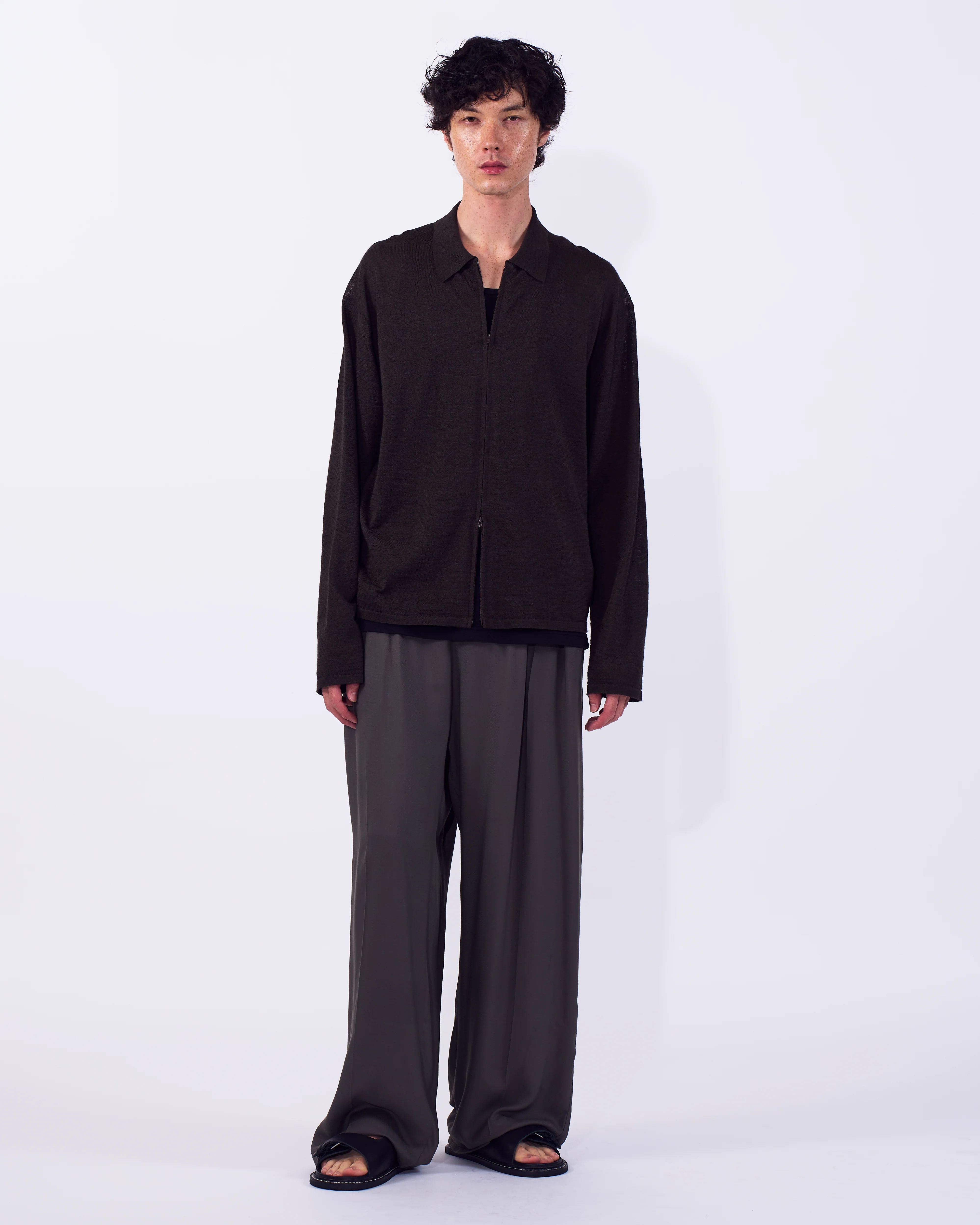Ramie Wool Zip Knit Shirt - Image 10