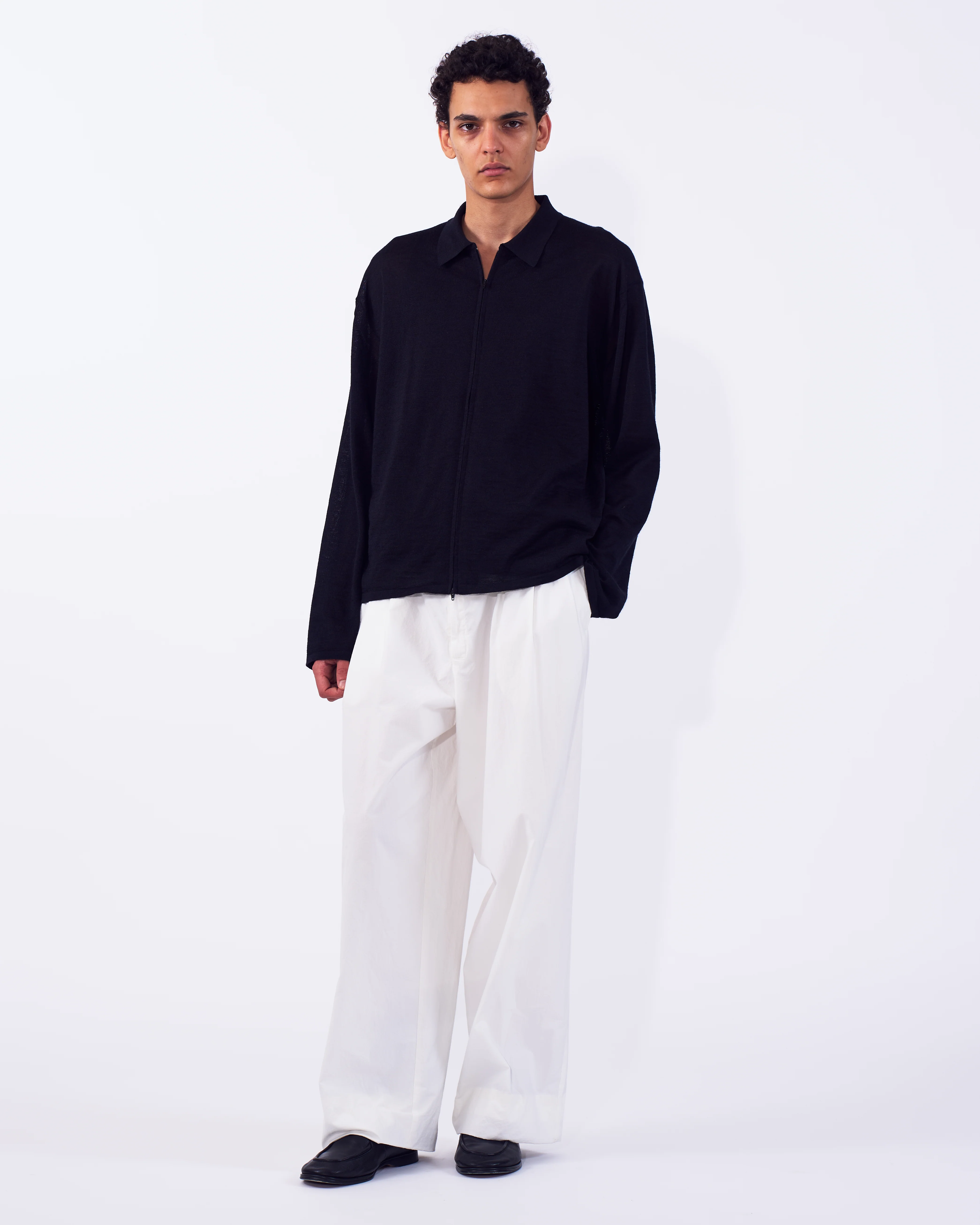 Ramie Wool Zip Knit Shirt - Image 3