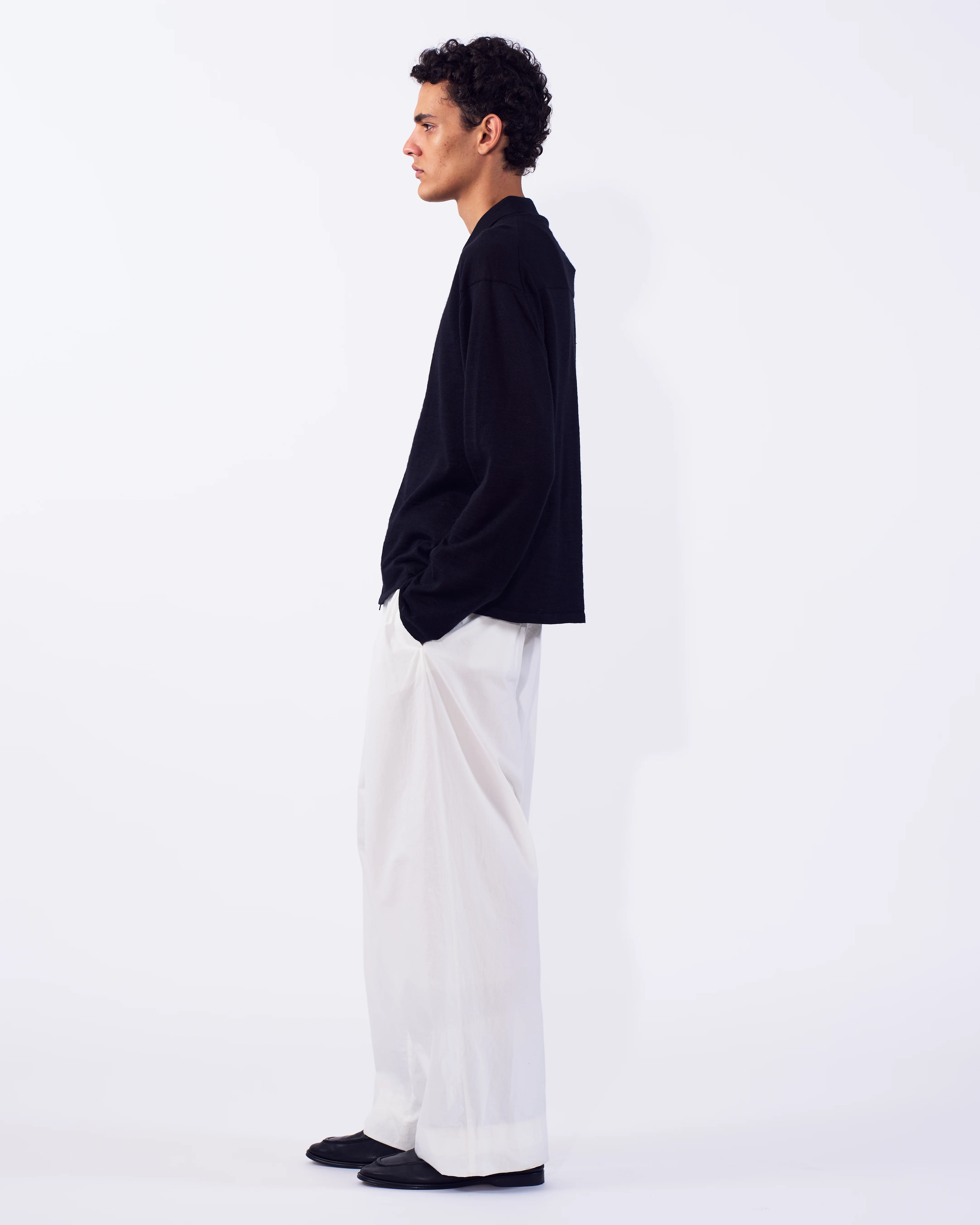 Ramie Wool Zip Knit Shirt - Image 4