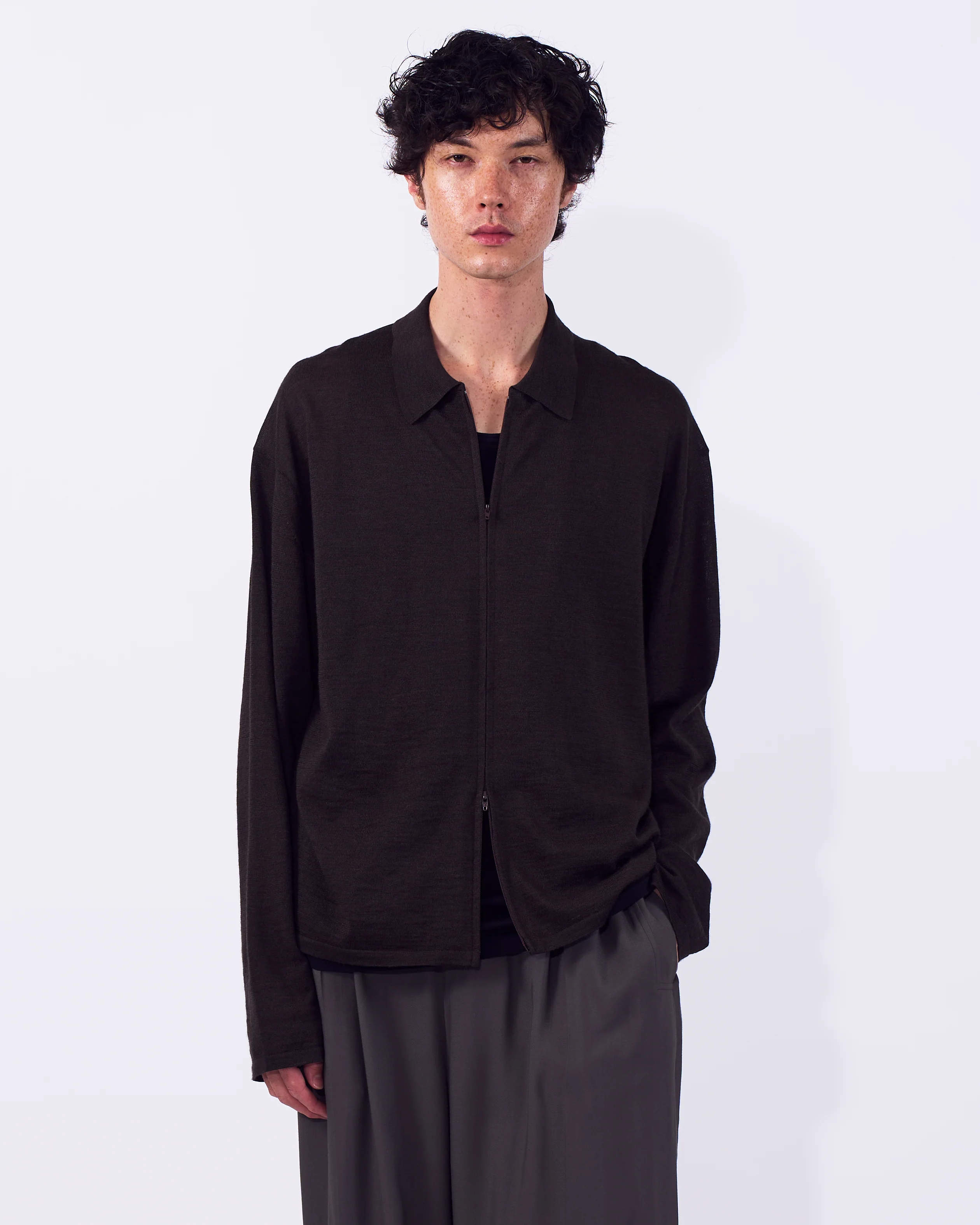 Ramie Wool Zip Knit Shirt - Image 7