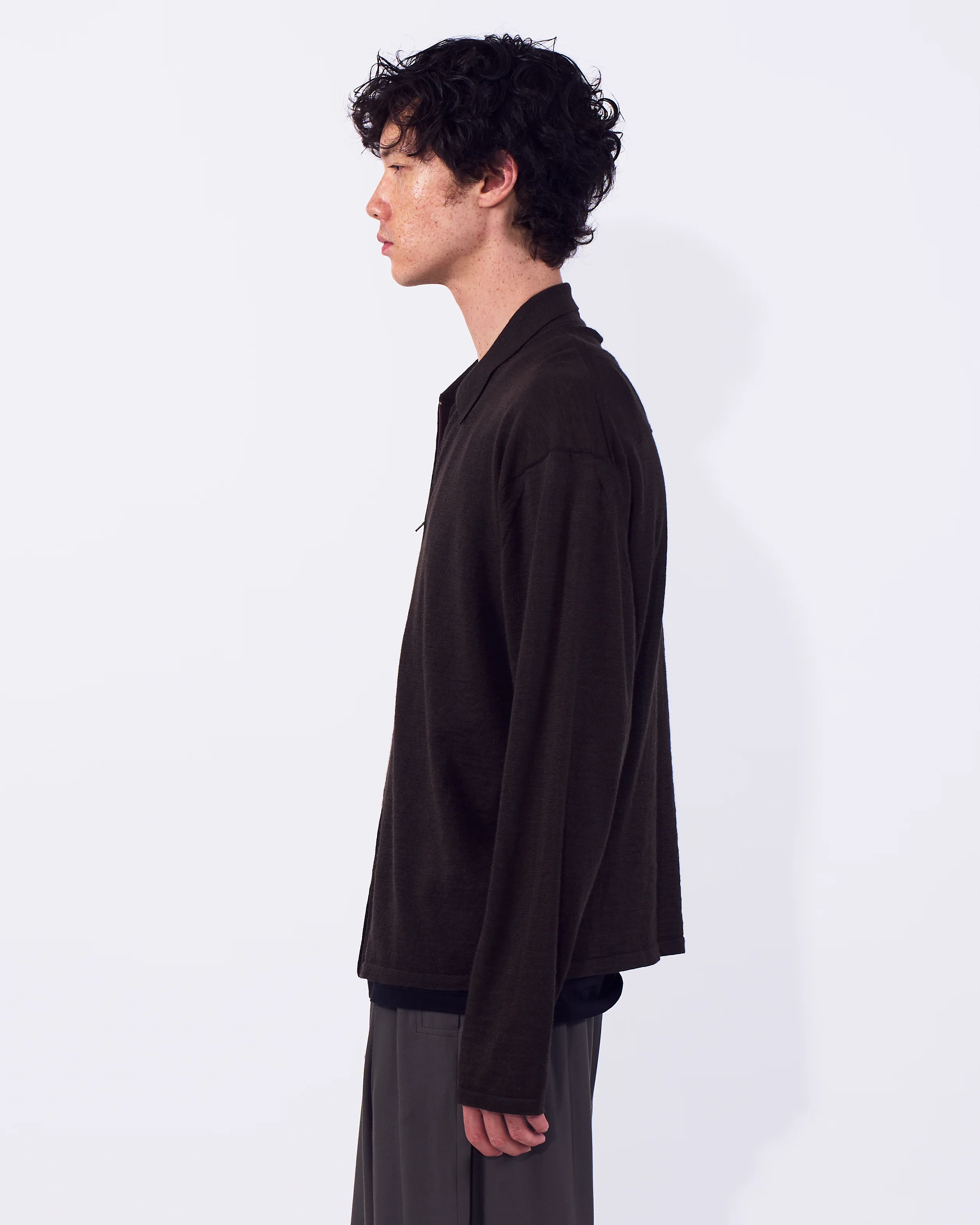 Ramie Wool Zip Knit Shirt - Image 8