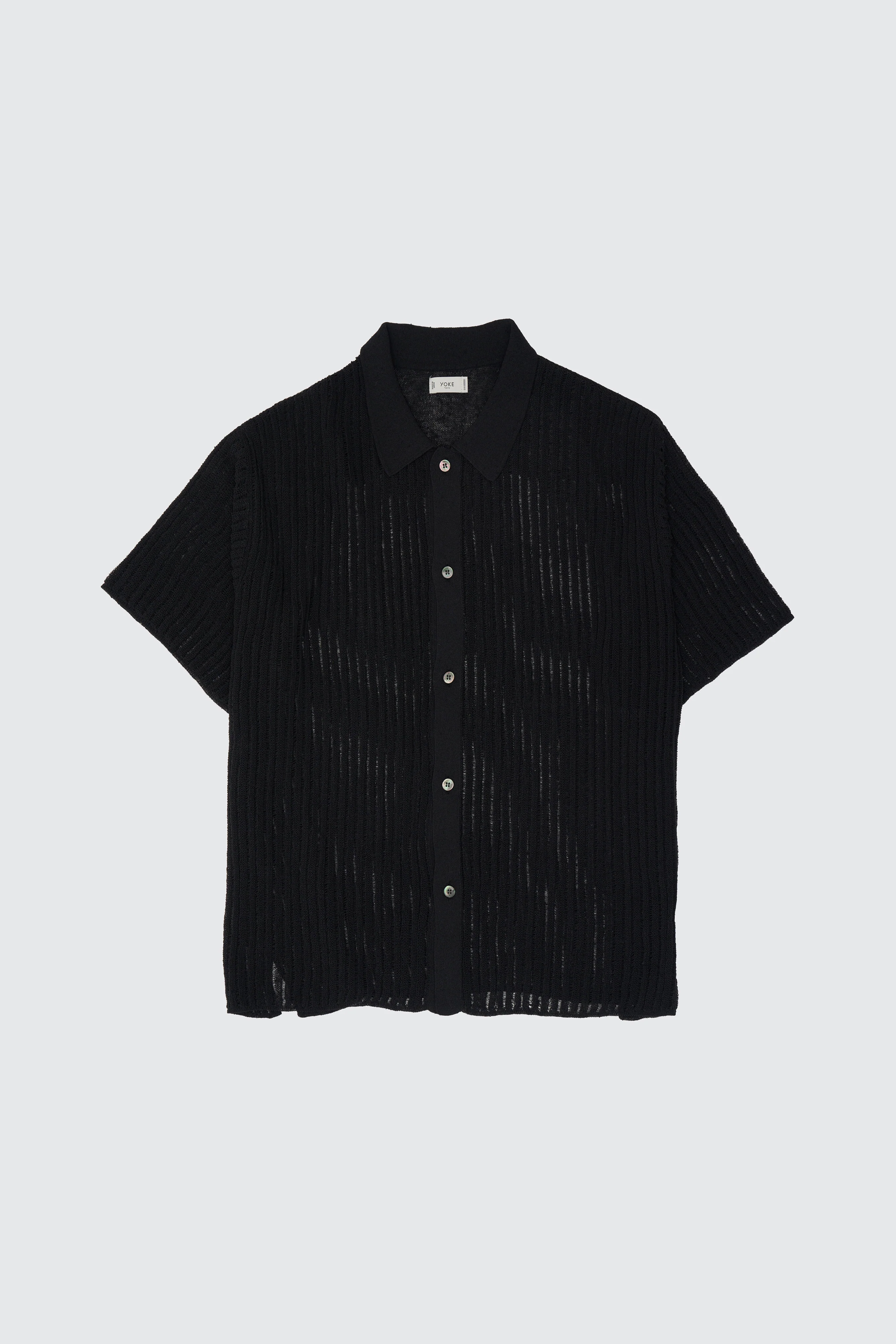 Cotton Nylon Hard Twist Rib Knit Sheer Shirt