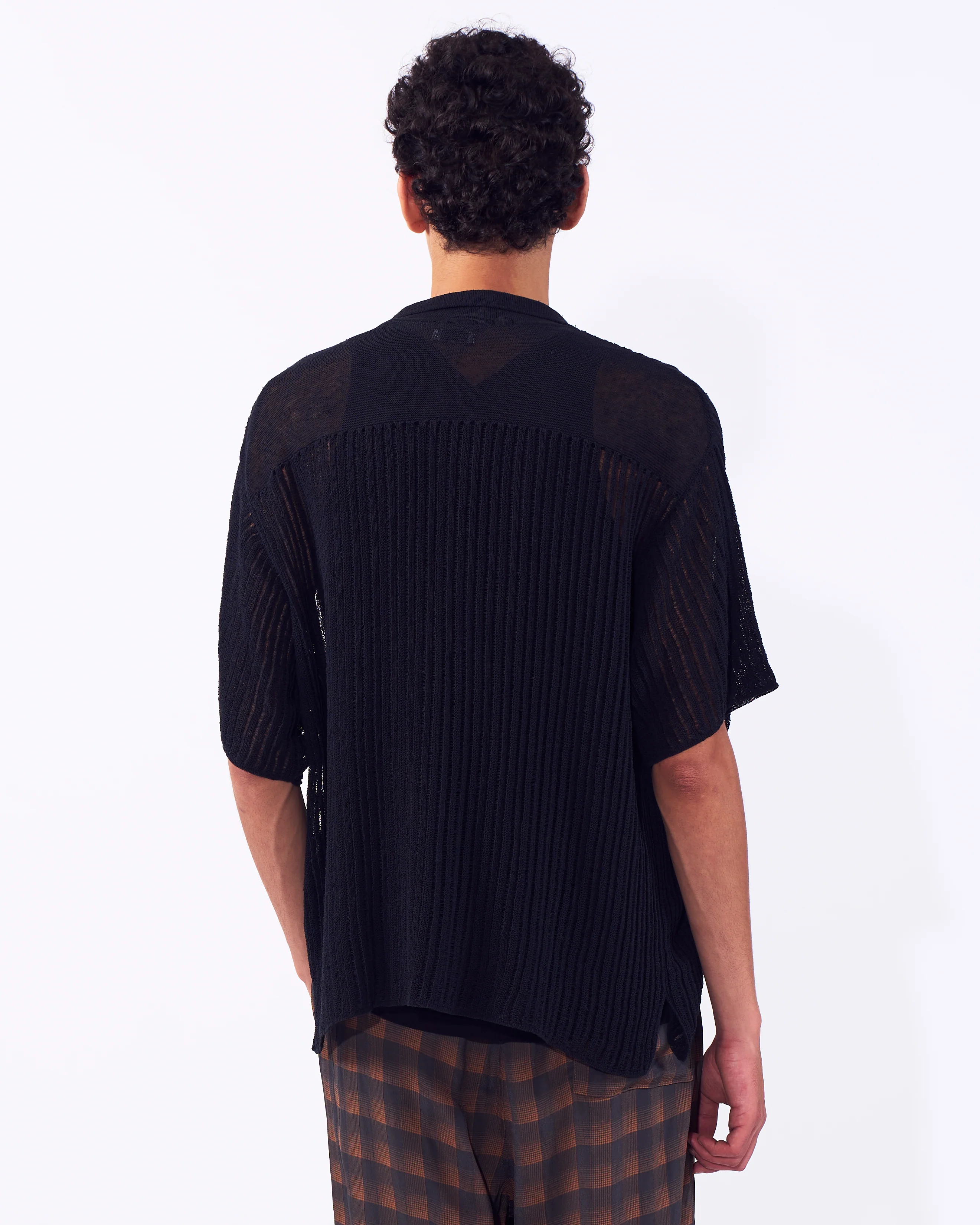 Cotton Nylon Hard Twist Rib Knit Sheer Shirt - Image 4