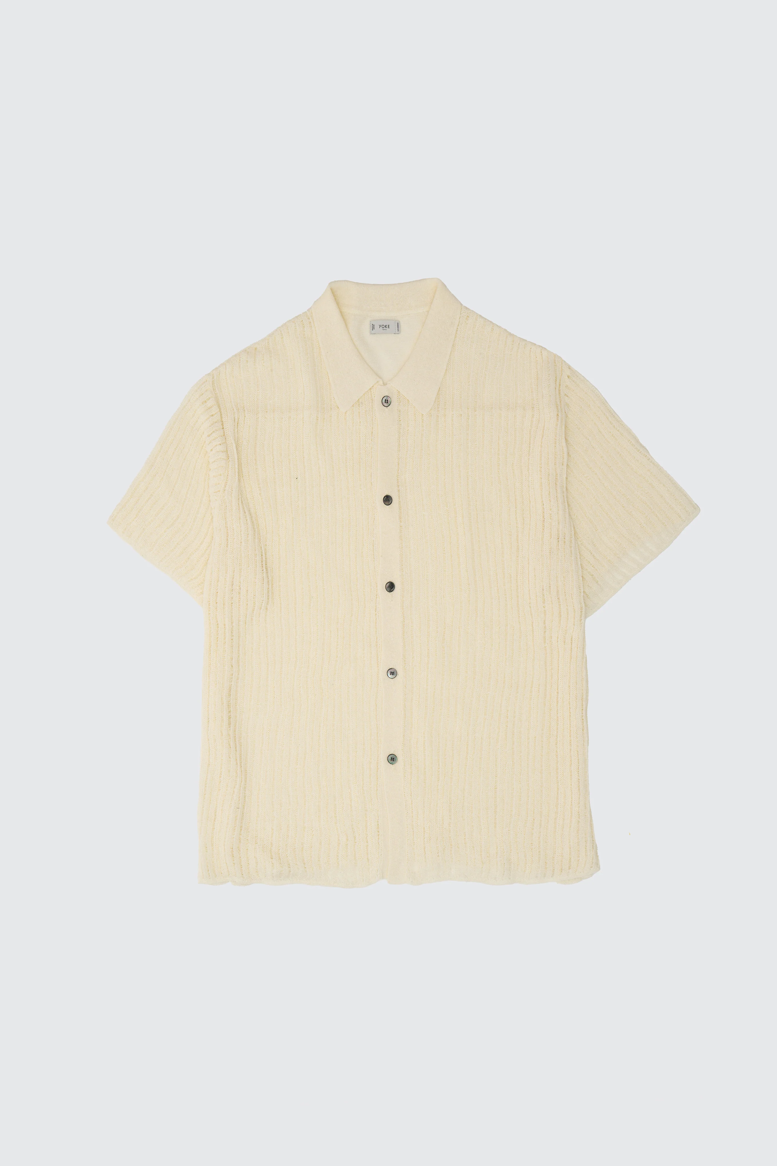 Cotton Nylon Hard Twist Rib Knit Sheer Shirt - Image 6
