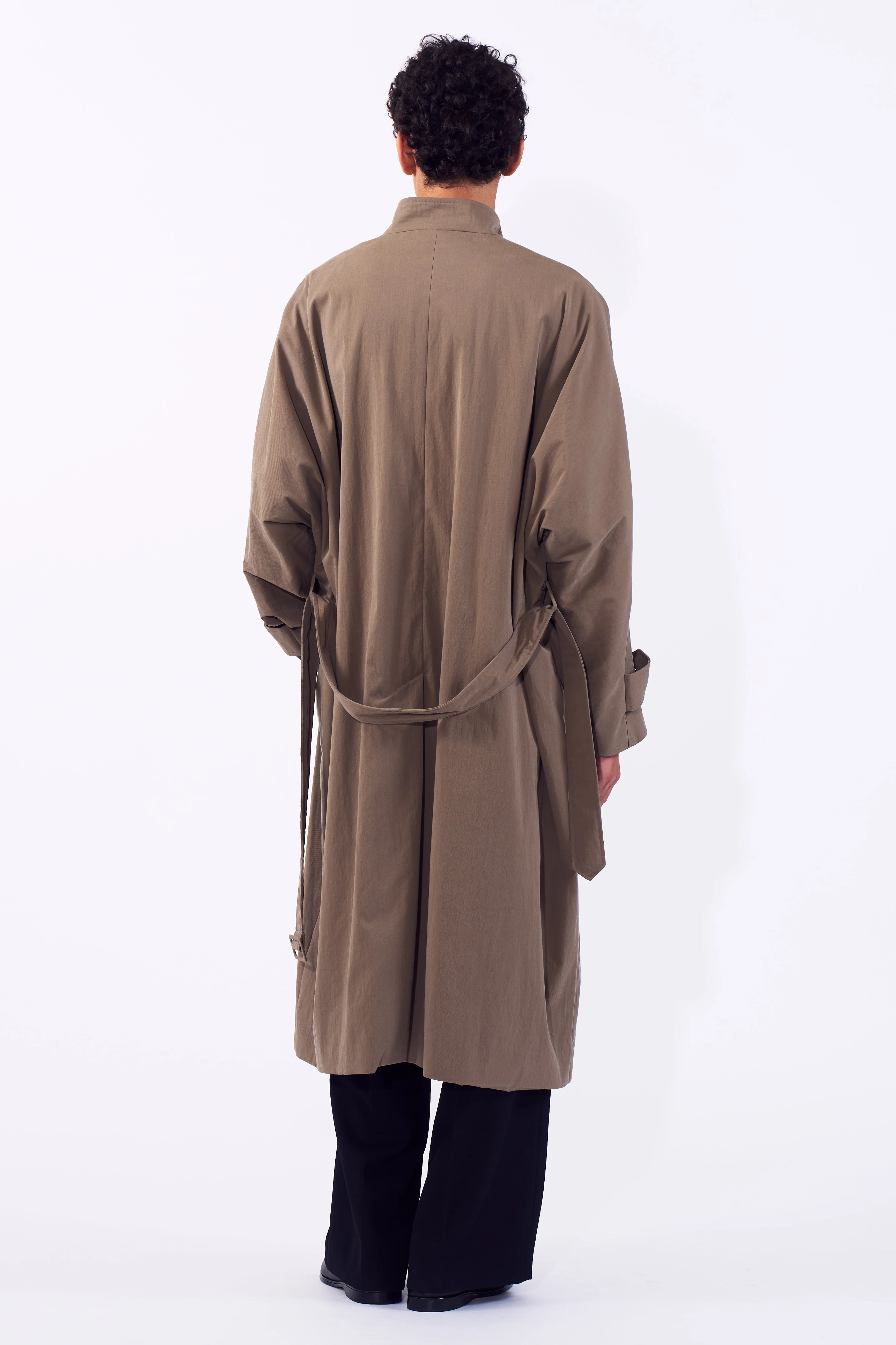 Cotton Nylon Vintage Twill Stand Collar Over Coat - Image 5