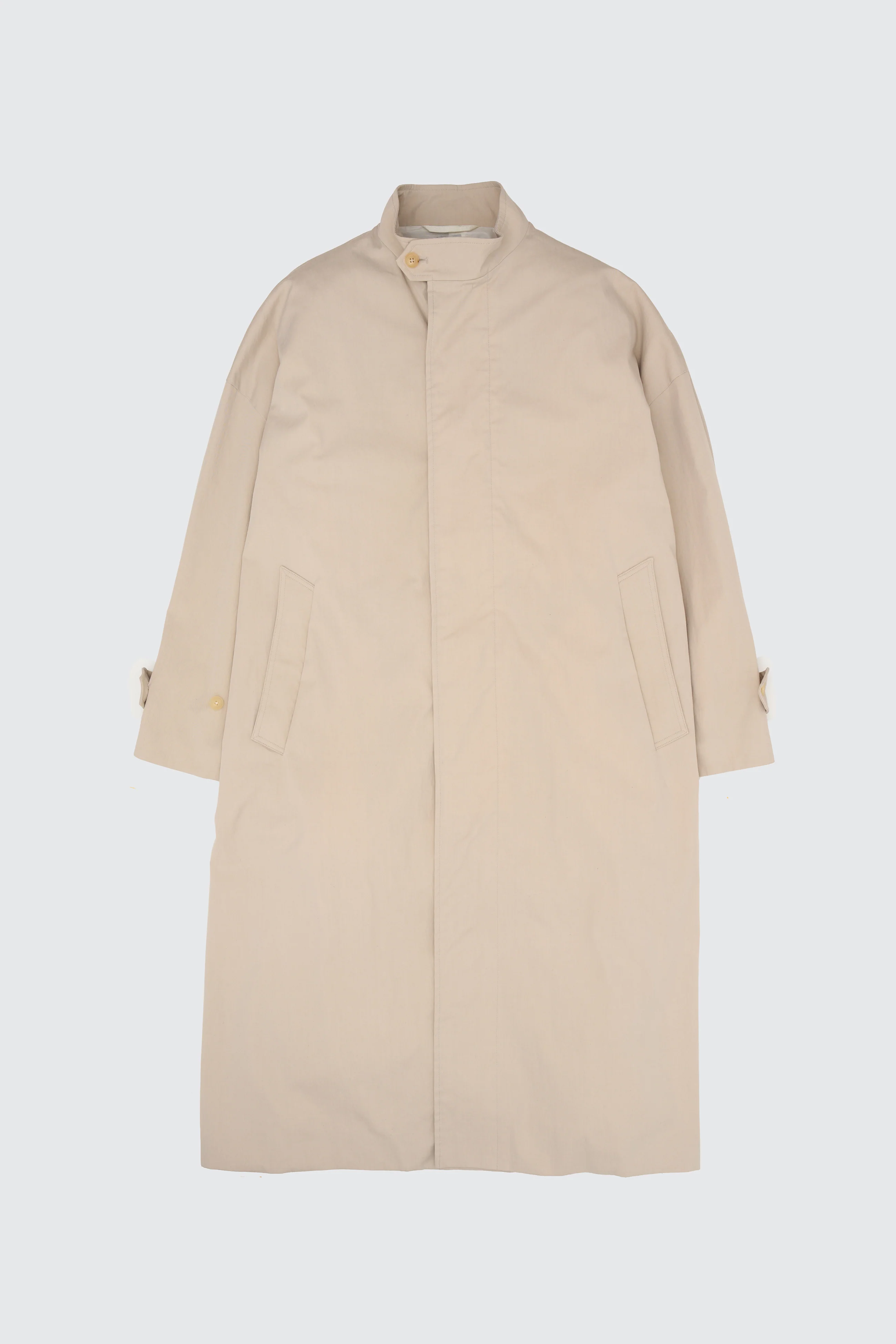 Cotton Nylon Vintage Twill Stand Collar Over Coat - Image 6