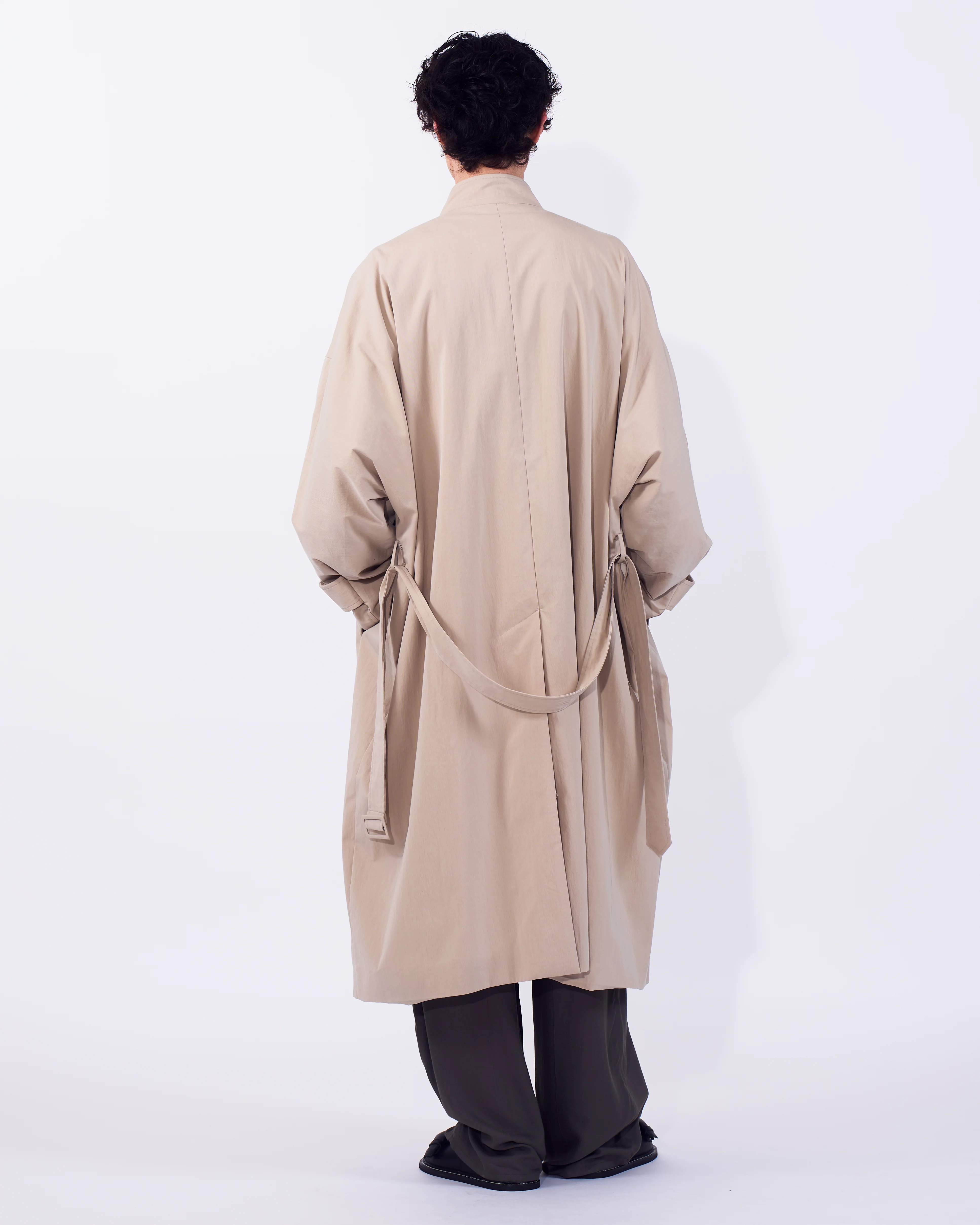 Cotton Nylon Vintage Twill Stand Collar Over Coat - Image 9