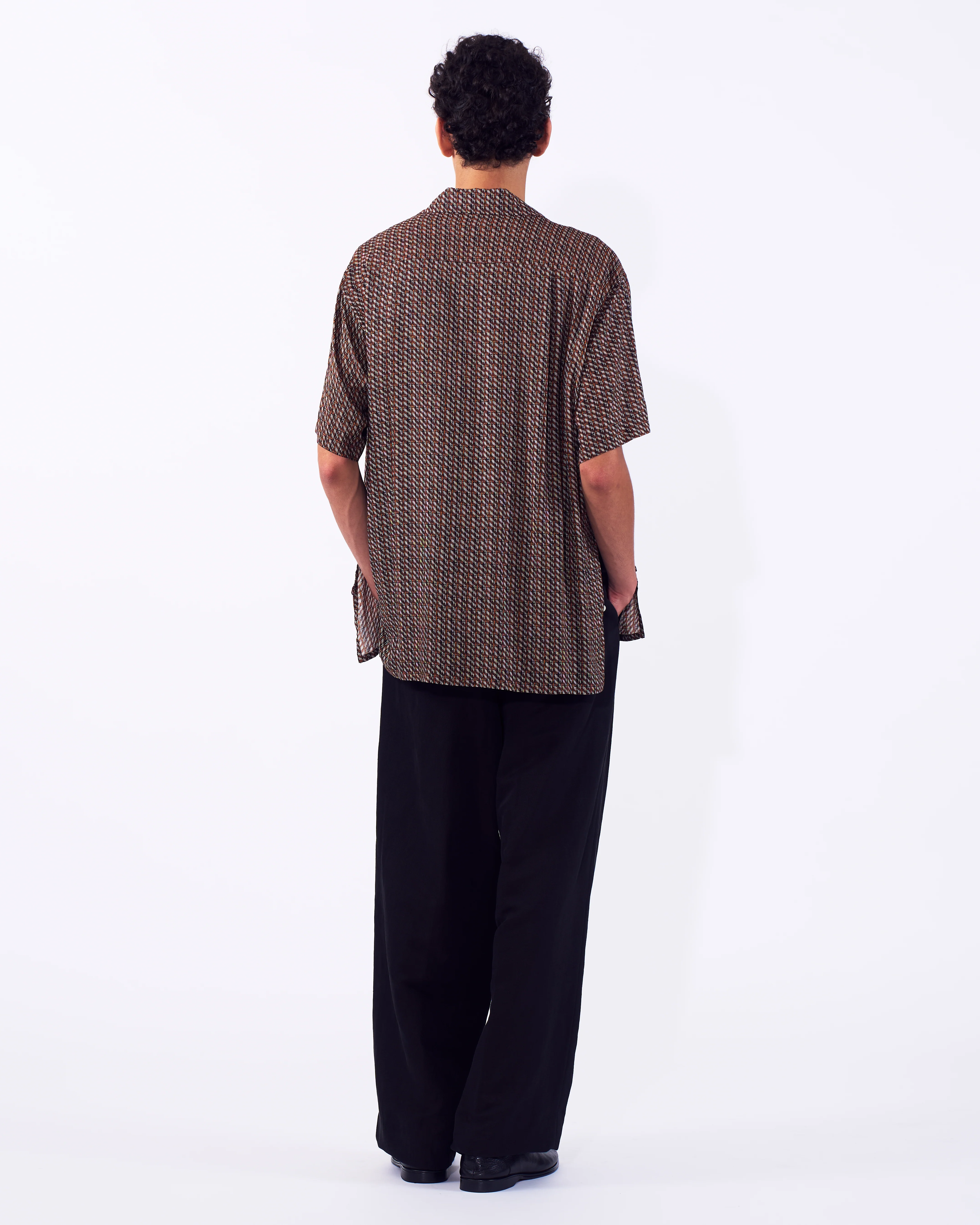 Vintage Pattern Printed Rayon Open Collar Shirt - Image 8