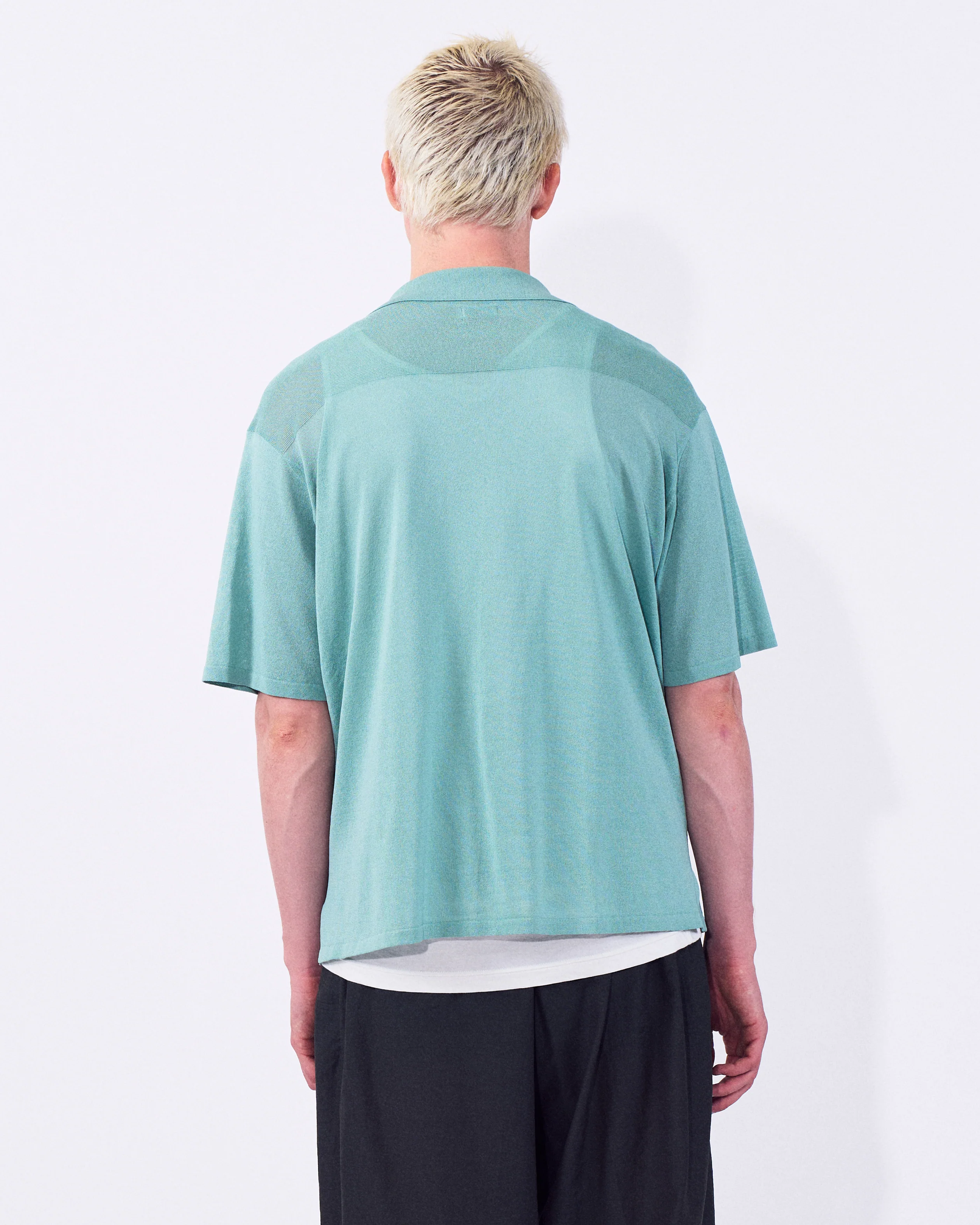 Washi Polyester Knit Sheer Skipper Shirt - Image 4
