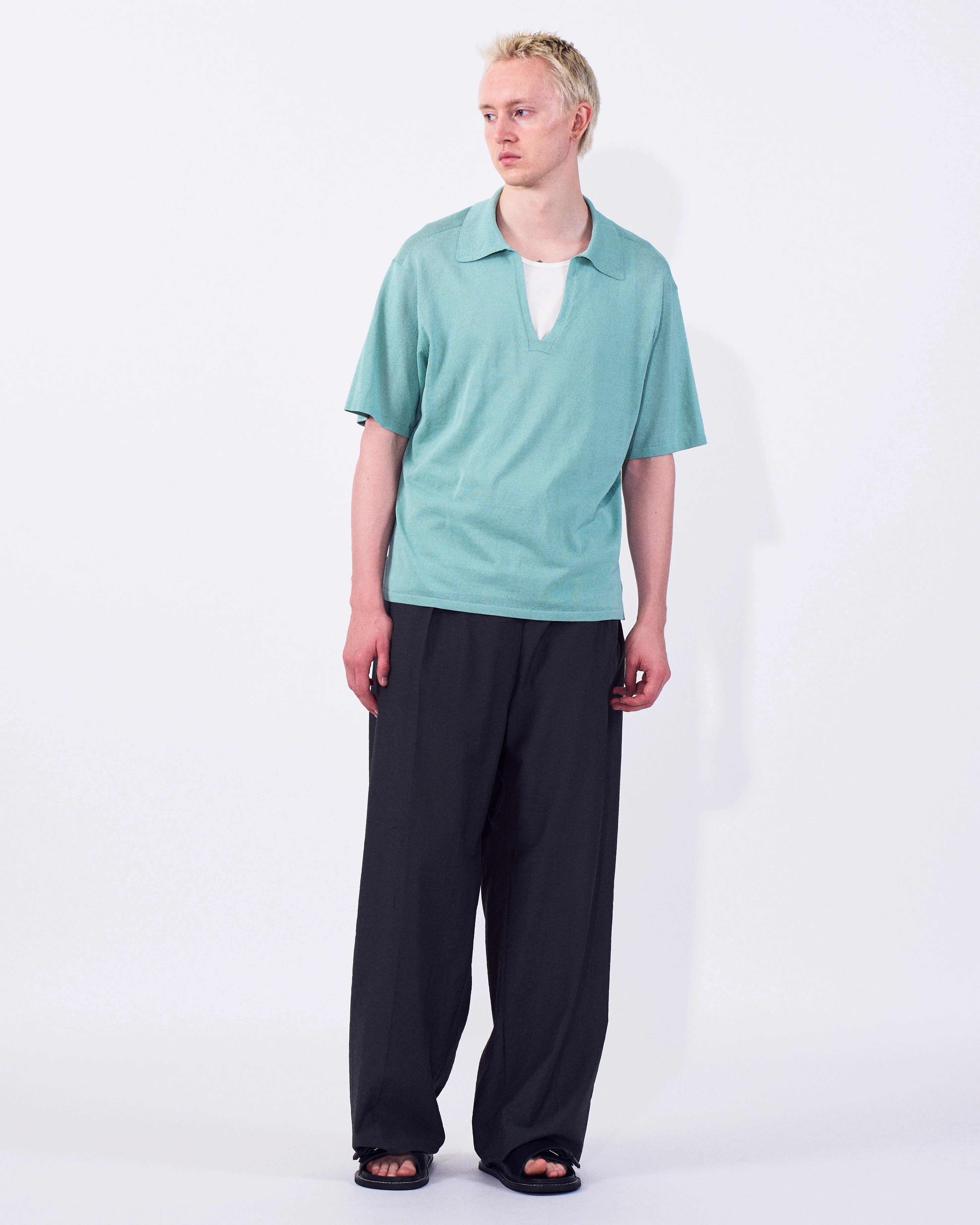 Washi Polyester Knit Sheer Skipper Shirt - Image 5
