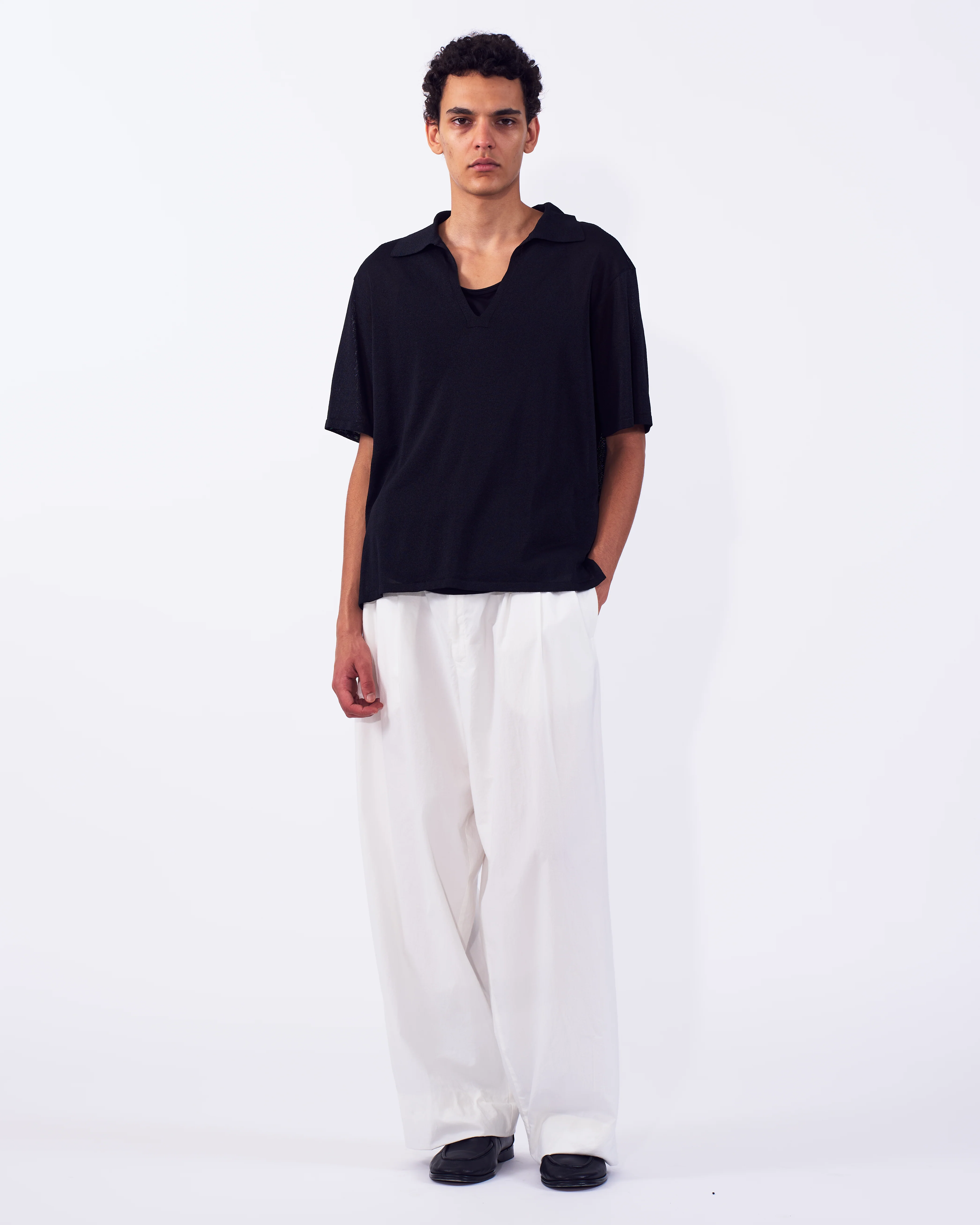 Washi Polyester Knit Sheer Skipper Shirt - Image 7